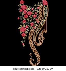 Neckline embroidery design with paisley motifs - Powered by Shutterstock