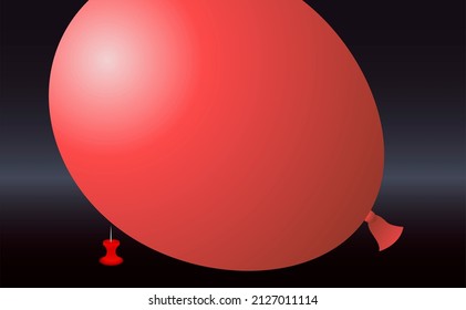 Needle Is About To Burst The Red Ball. The Easiest Way To Get Rid Of The Concept Of Problems, Debt, Stress. Black Background. Copy Space. 