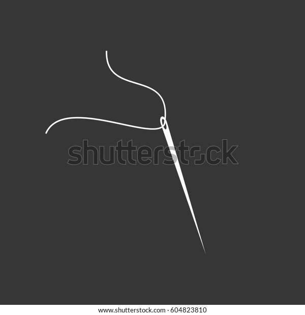 Needle Thread Silhouette On Grey Background Stock Illustration 604823810