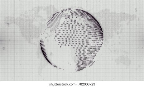 Negative image of digital planet Earth map