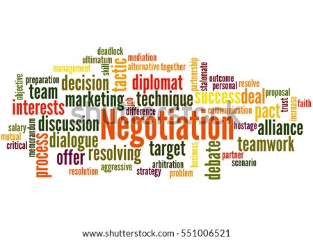 Negotiation, word cloud concept on white background.