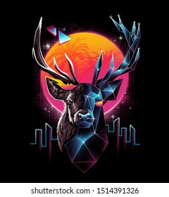 Neo Noir Inspired Design Of A Stag.