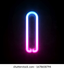 Neon 3d Font, Blue And Pink Neon Light 3d Rendering, Letter I