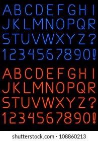 Neon alphabet font - raster