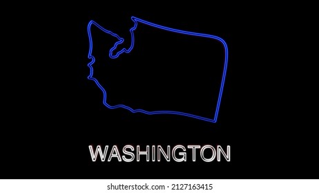 Neon animated map showing the state of washington from the united state of america. 2d map of washington.