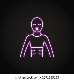 Neon Anorexia Icon In Line Style. Eating Disorder Symbol. 