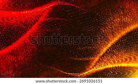 Neon Background with Dots and Particles, Double Wave Spiral Frame, Textured Lines, Energy Cosmos, Fire, LED Strip, Magnetic Poles, Yin and Yang. Banner for Technology, Business, Presentations