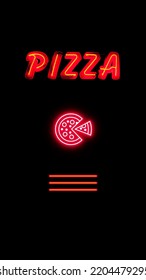 Neon Banner Illustration With Pizza Logo.