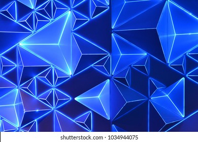 Neon Blue Abstract Traingle And Pyramid Background Pattern