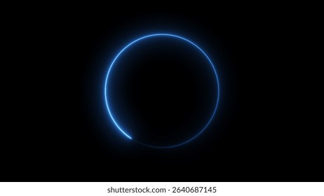 Neon blue circle frame loading icon background illustration in retro style and creating a stunning 4k illustration.