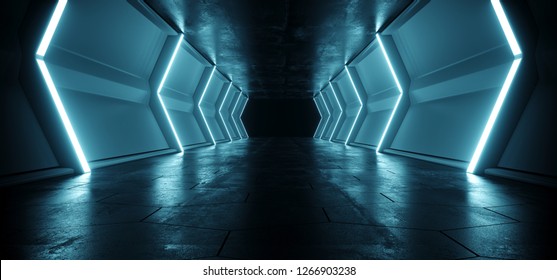 Neon Blue Lighted Sci Fi Futuristic Stock Illustration 1266903238