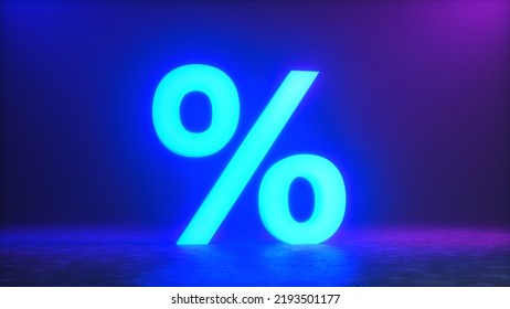 Neon Blue Percent Sign 3d Rendering Stock Illustration 2193501177 ...