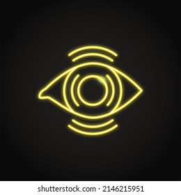 Neon Blurry Vision Icon In Line Style. Blurred Eyesight Symbol. 