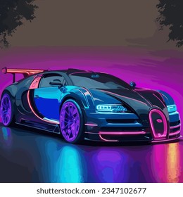 Neon Bugatti Veyron super car