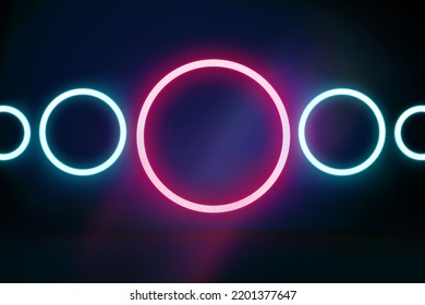 Neon Circle Lights Digital For Musical, Party Dance, Bar, Background