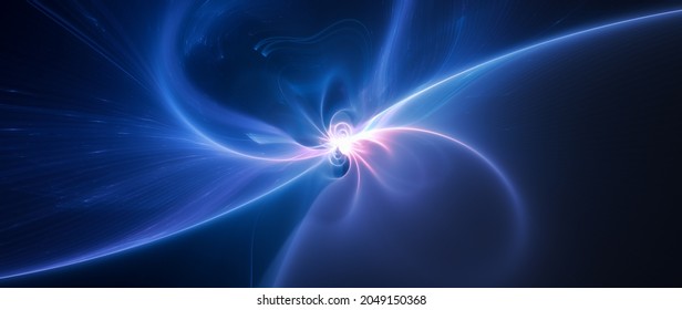 Neon colored glowing high energy singularity in space, computer generated abstract background, 3D rendering