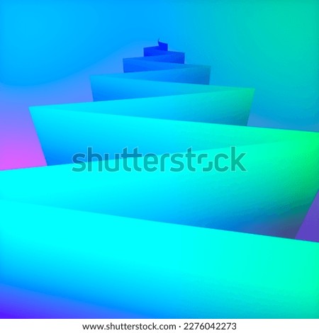 Neon colored zig-zag libyrinth. Design template. Art pattern decoration element background. 3d rendering digital illustration