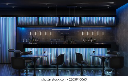 neon colorful interior of bright and beautiful night club.3d rendering. - Powered by Shutterstock