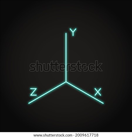 Neon coordinate axis system icon in line style. Math graph symbol.