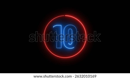 Neon countdown number 10. Ten number text background illustration.