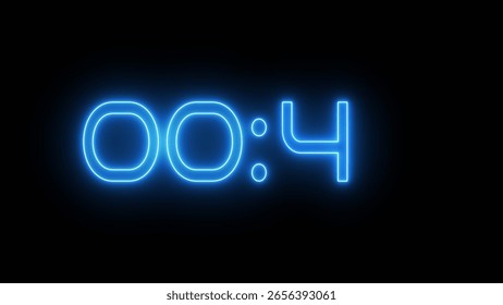 Neon Countdown timer clock number 4 illustration.