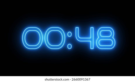 Neon Countdown timer clock number 48 illustration.