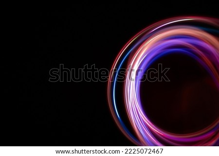 Neon design circle element lights glow and flash technology abstract background banner.