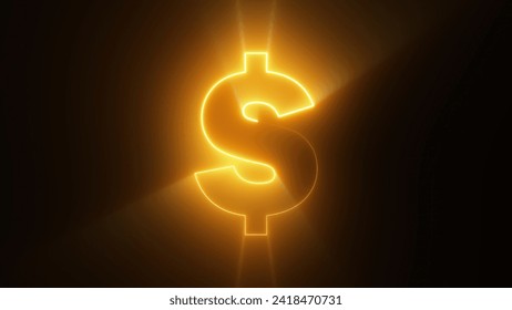 Neon dollar sign. Computer generated 3d render. 3D Illustration
