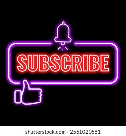 Кнопка подписки Neon editable для загрузки фиолетового и красного цвета
