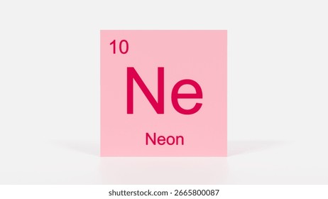 Neon Element 3D Render - Periodic Table Box with Atomic Number 10, Scientific Education, Chemistry Classroom, Modern Science Poster, and Laboratory Wall Art