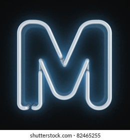 Neon Font Letter M