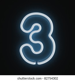 Neon Font Number Three