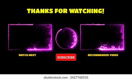 Neon frame effect end screen glowing looping on black background