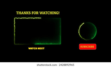 Neon frame effect end screen glowing looping on black background