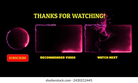 Neon frame effect end screen glowing looping on black background