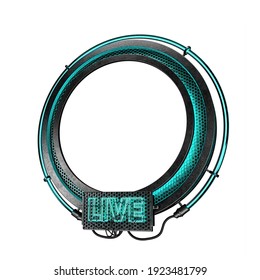 Neon Frame For Live Streaming. 3D Illustration