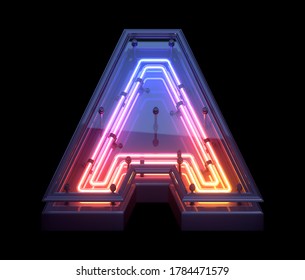 Neon Game Font. 3d Rendering