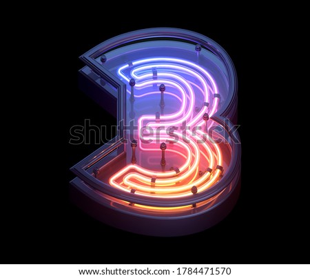 Neon Game font. 3d rendering