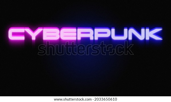 Neon Glow Cyberpunk Word Technology Background Stock Illustration ...