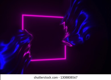 Neon Glow Dark Frame Flowing Shiny 스톡 일러스트 1308808567 | Shutterstock