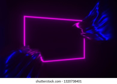 Shiny Flowing Fabric Neon Lighting Rectangle Stock Illustration 1263661831