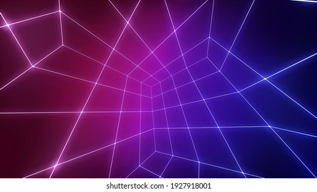 Neon glow net grid. A modern abstract 3D illustration backdrop, for retro technology compositions - Powered by Shutterstock