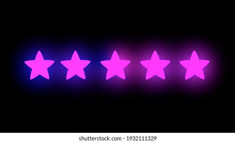 Neon Glow Star Shape Rating Template Animation On Black Background