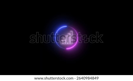 Neon Glowing Graph with Circular Border on Black Background for Technology and Business Presentation neon