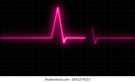  Neon glowing Heartbeat line. glowing Pulse trace. ECG and Cardiac symbol. abstract neon heartbeat signal icon