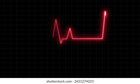  Neon glowing Heartbeat line. glowing Pulse trace. ECG and Cardiac symbol. abstract neon heartbeat signal icon