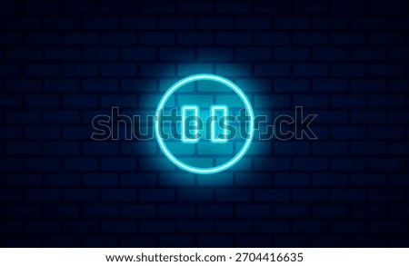 Neon glowing pause button icon on black background. Colorful pause button icon isolated illustration.
