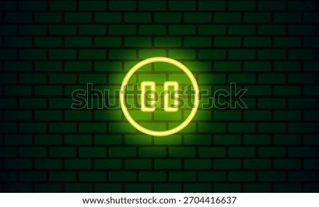 Neon glowing pause button icon on black background. Colorful pause button icon isolated illustration.