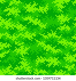 Neon Green Camouflage Pixel Pattern Seamlessly Tileable