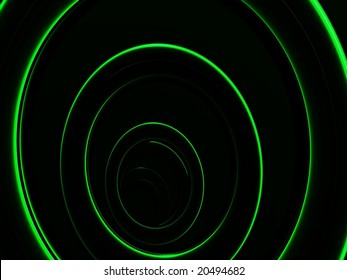 Neon Green Concentric Rings Against a Black Background
